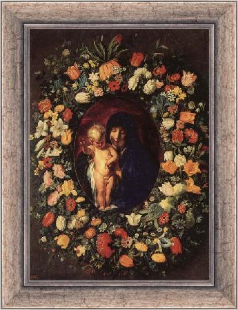 framed  Jacob Jordaens Madonna and  Child Wreathed wih Flowers, Ta3071-1
